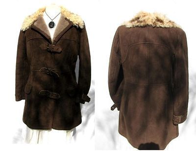 Vtg 70s Boho SHEEPSKIN Mongolian Curly LAMB FUR ANORAK JACKET COAT M/L