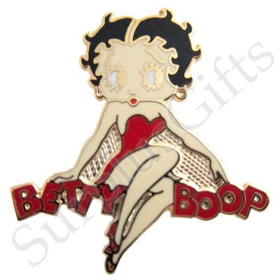 betty boop sitting on her name signature lapel pin lpbb2067