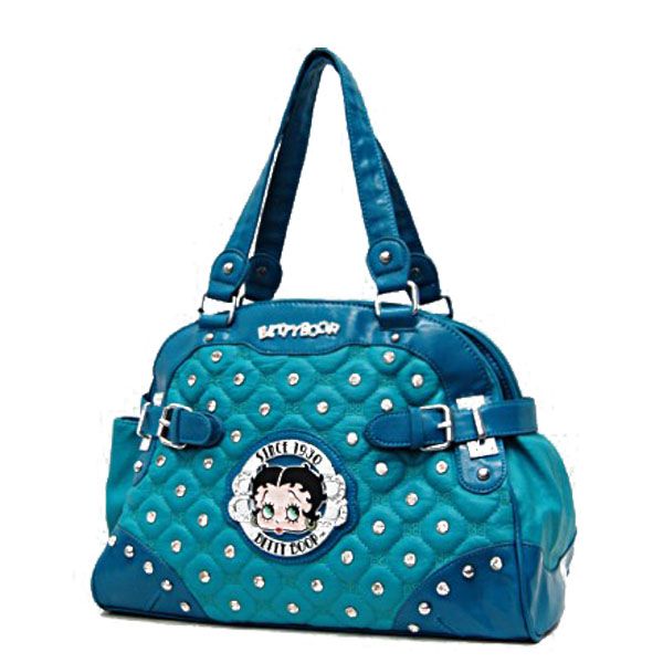 Betty Boop Signature Quilted Studs Side Belts Satchel Handbag Purse 