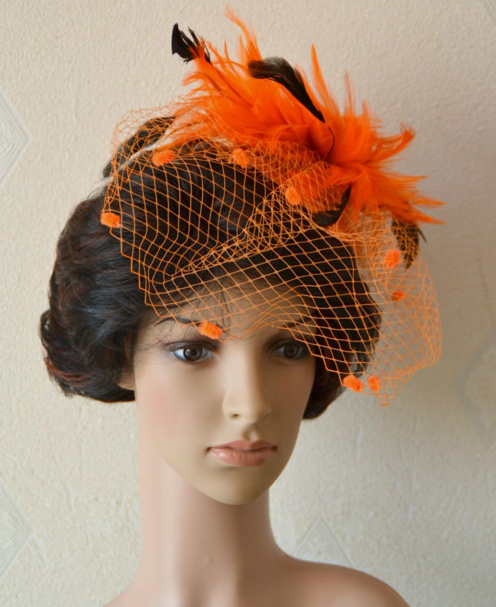 C230 Bibi Mini Chapeau de Cérémonie Mariage Blanc Bleu Orange Rose 