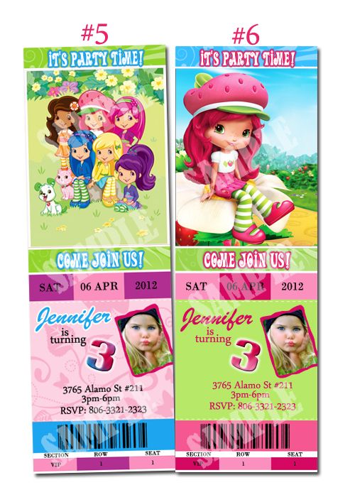 Strawberry Shortcake Custom Birthday Party invitation digital