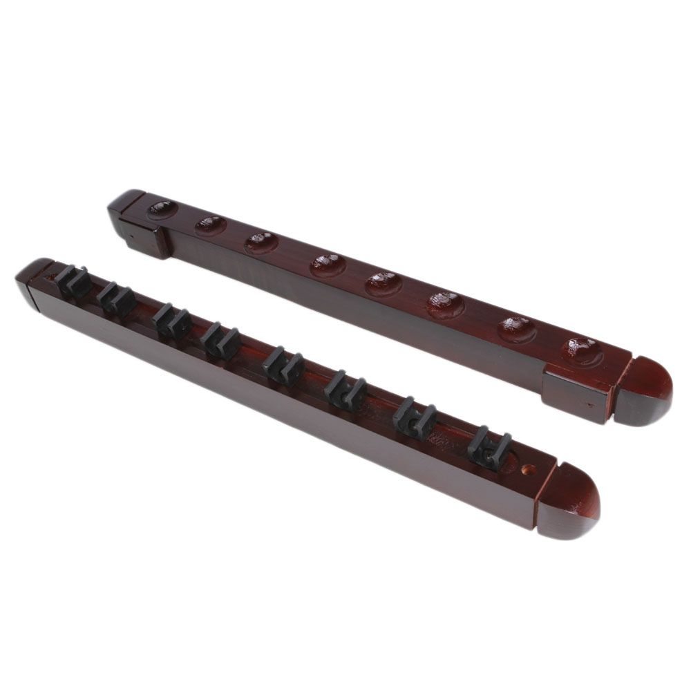 Billiard Deluxe 8 Cue Wall Wood Rack Pool Cue Stick 2 Piece Rack Wine 