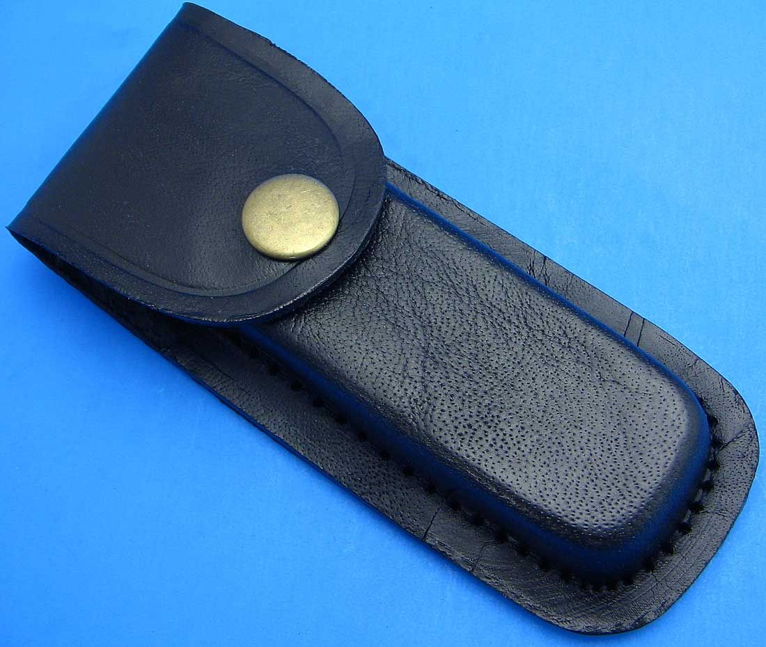 Black Leather Belt Sheath Pouch for Folding Knife or Multi tool