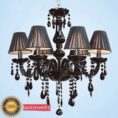 Light Black Murano Glass Crystal Chandelier Light Pendant Lamp 