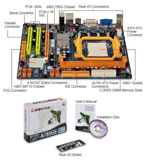 Biostar A785GE AM2 AM3 AMD 785G Micro ATX AMD Motherboard