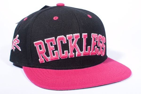   YOUNG & RECKLESS Y&R BLACK HOT PINK BIG BLOCK LOGO SNAPBACK BALL HAT