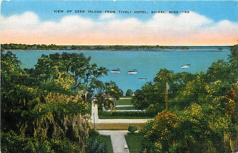 MS Biloxi Deer Island from Tivoli Hotel Early T79589