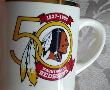 1937 1986 Washington Redskins 50th Anniversary Beautiful Mug Gold Trim 