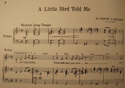vintage 1948 a little bird told me sheet music o