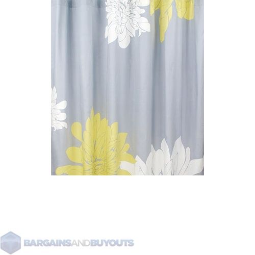 Blissliving Home Ashley 100 Cotton Shower Curtain Grey with Blossom 