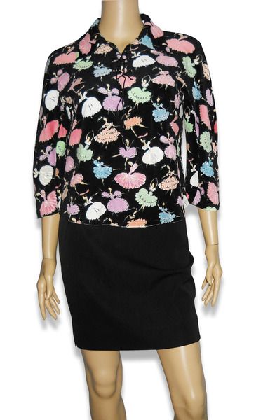 BLUMARINE BLACK SEQUINED BALLERINA PRINTS JACKET