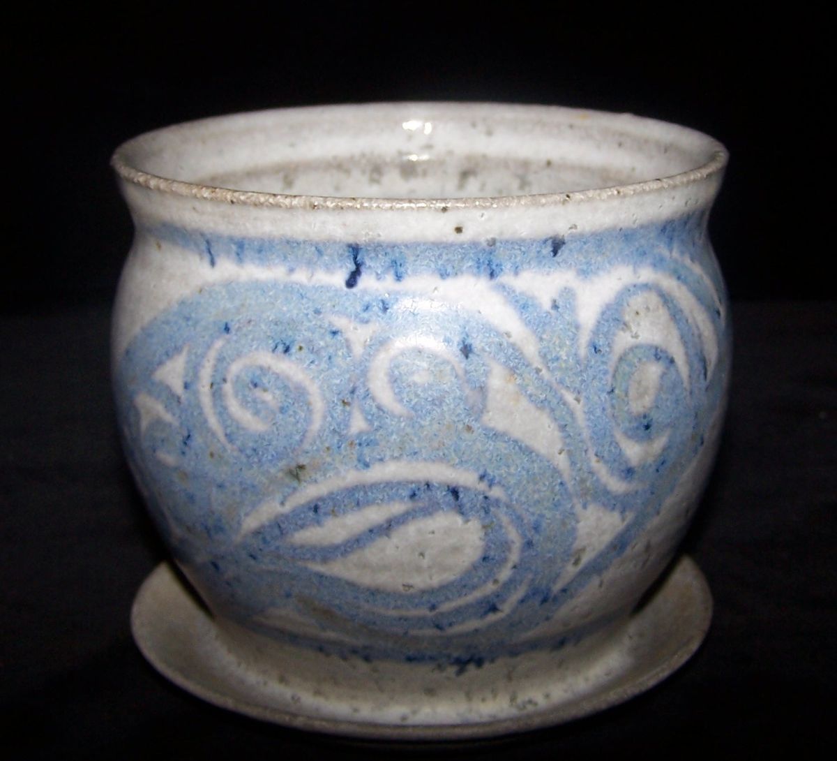 Early Nick Blaisdell Stoneware Art Pottery Planter Pot w/ Underplate 