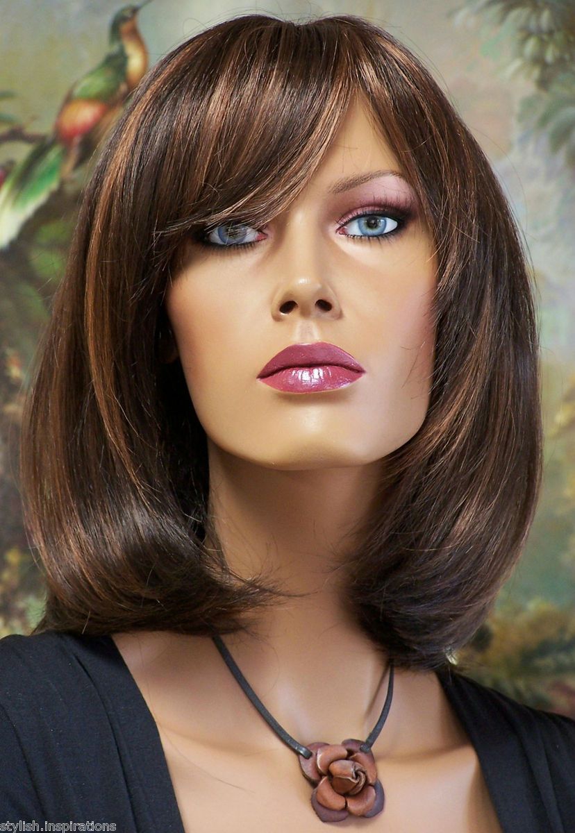 Sleek Sexy Bob Dark Brown Light Auburn High Quality Wig Hair Plus 