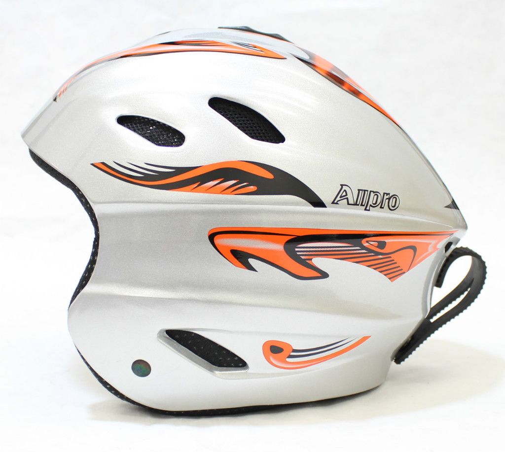 New Allpro Ski Snowboard Winter Sports Helmet Silver Orange Alien s M 