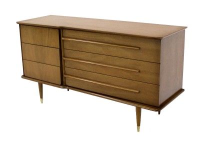   Figural Danish Mid Century Modern Dresser Credenza Bleached Mahogany