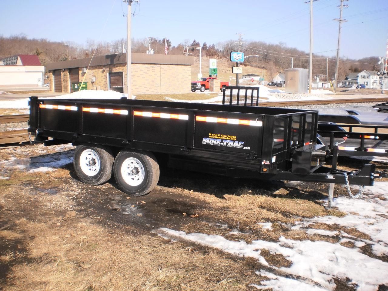 Used Demo Model Sure Trac 8 x 14 Dump Trailer 14,000# Deckover drop 