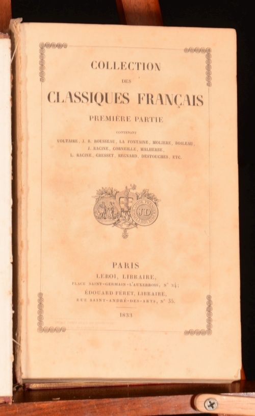 1833 2vol Collection Des Classiques Francais Voltaire Rousseau 