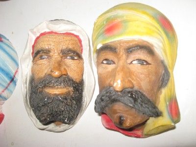 Six Vintage Legend Bosson Chalkware Heads Artic Explorer 1986 5 More 