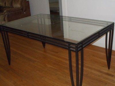   Glass and Black Wrought Iron Dining Table Matching Bookcase