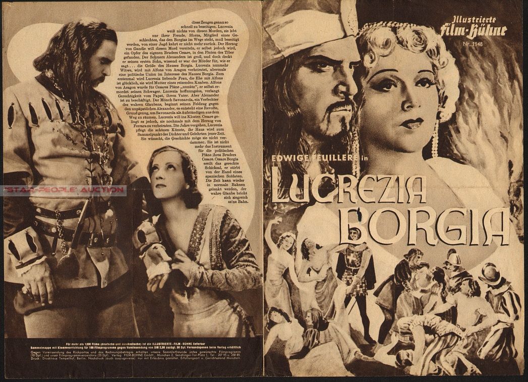     GABRIEL GABRIO   LUCRECE BORGIA * RARE GERMAN MOVIE PROGRAM