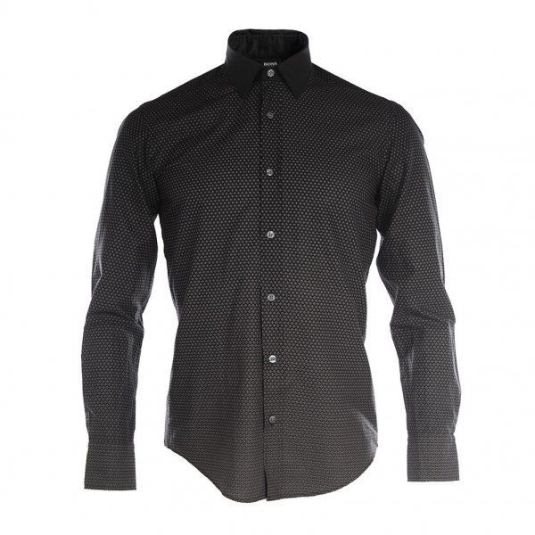 Hugo Boss Black Mens Black Ronny 12 Patterned Shirt New