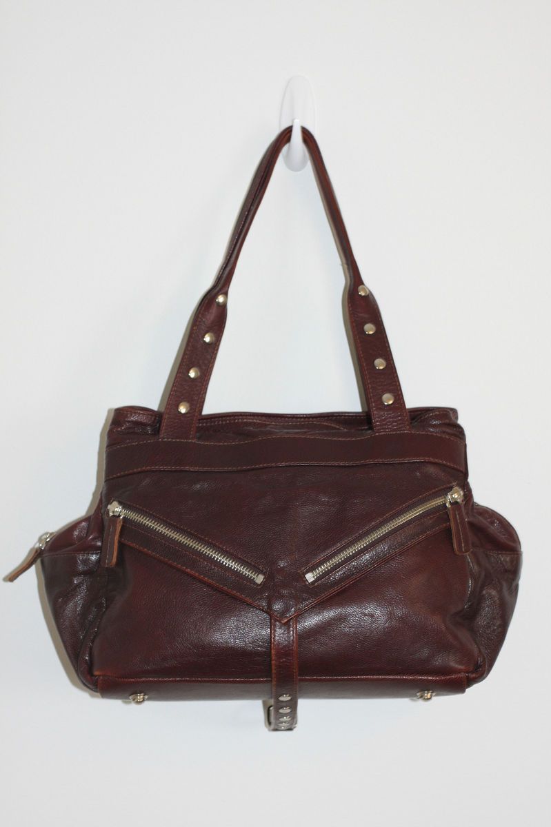 BOTKIER TRIGGER HANDBAG in BROWN BURGUNDY LEATHER RARE & HTF