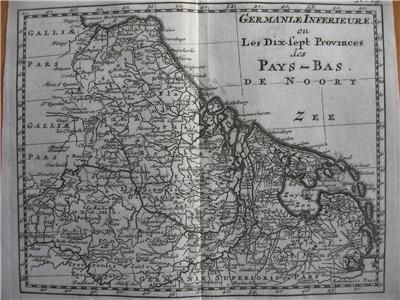 1722   BOSSUET   Small and detailed map of the NETHERLANDS BELGIUM 