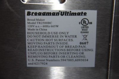 Breadman TR2500BC Ultimate Plus 2 Pound Stainless Stee L Convection 