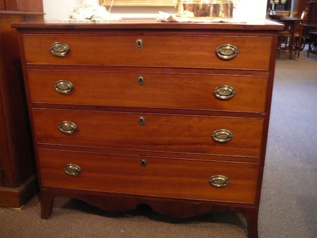 38 ANTIQUE CHERRY HEPPLEWHITE FEDERAL DRESSER CHEST FRENCH FOOT 