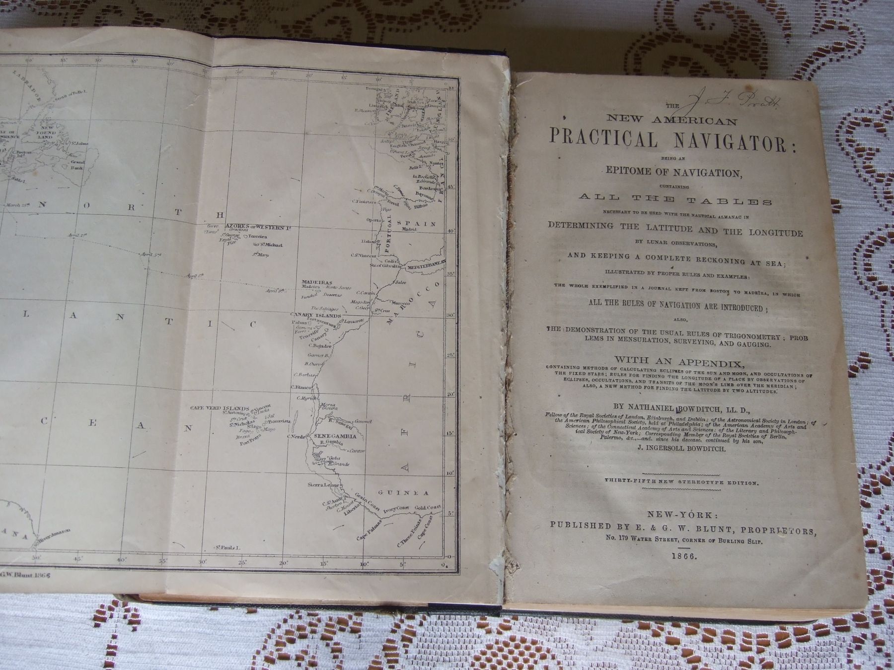 RARE 1866 Bowditch The New American Practical Navigator