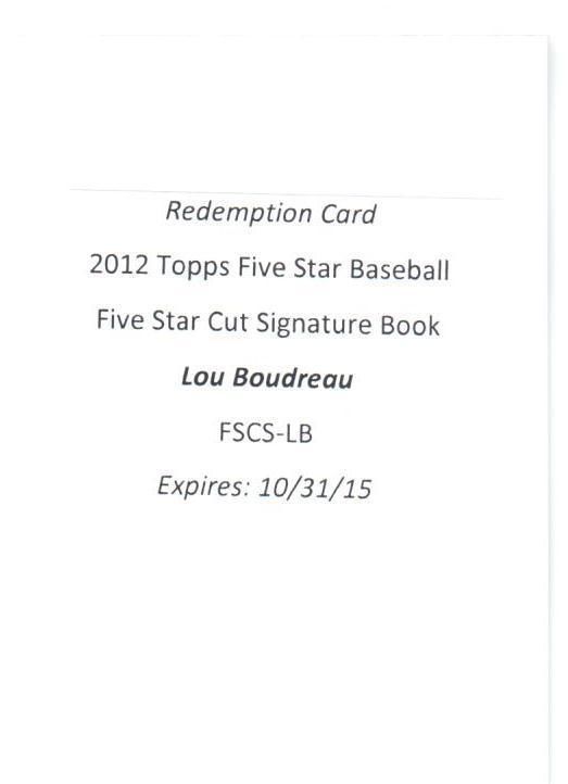    Topps Five Star Cut Signature Book FSCS LB Lou BOUDREAU Indians EXCH