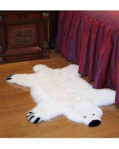 Bowron Genuine Real Australian White Bear Kids Sheepskin Rug