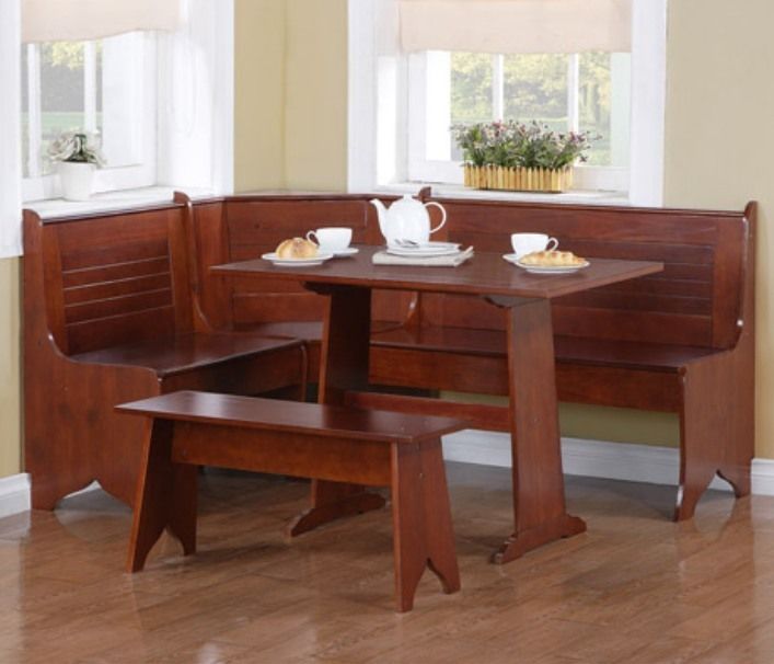 Breakfast Nook 3 Piece Corner Dining Set Espresso