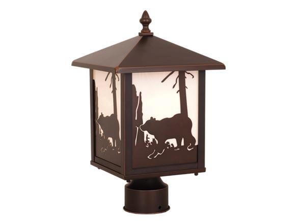 Yellowstone Bozeman Bear Rustic Vaxcel Outdoor Post Lamp Bronze Light 