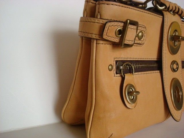 COACH CAMEL LEGACY LEATHER BRIDGIT CLUTCH 11622