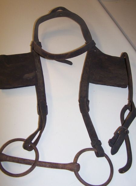  Antique Mule Bridle Bit Blinders