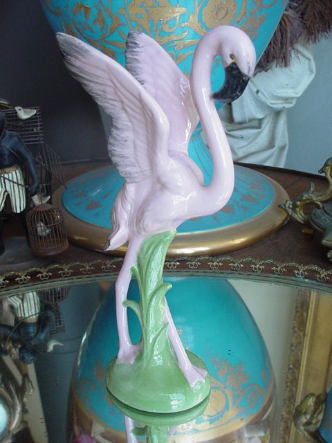   Pottery Wings Apart Flamingo Bird Figurine Brad Keeler