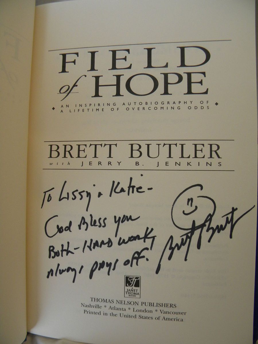 Brett Butler Field of Hope 1997 Autographed 1st Edition