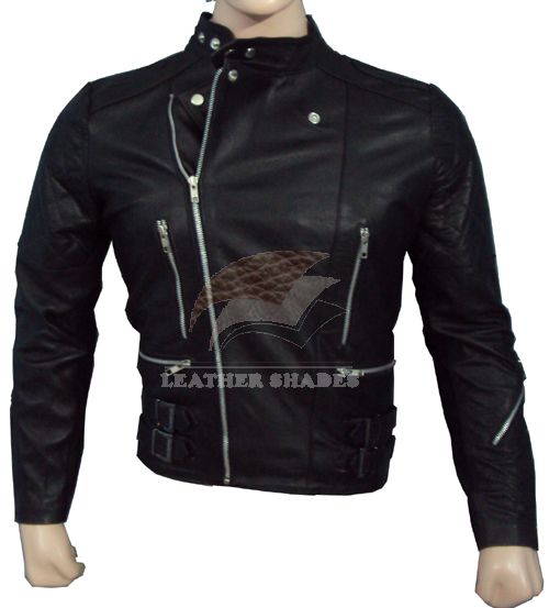 Vintage Bikers Leather Jacket Black Racer Punk Brando