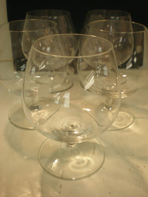 Crystal Etched Leaves Rosenthal Brandy Snifters
