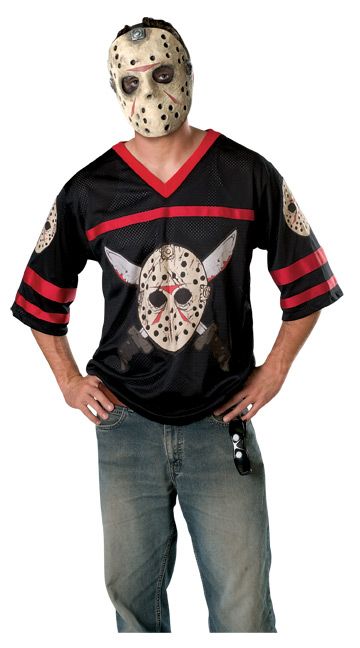 Adult Mens Friday The 13th Jason Voorhees Hockey Jersey EZ Halloween 