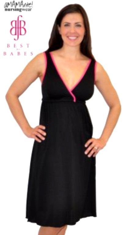 NEW aMAMAnte Black Maternity Nursing Bra Gown PJ PLUS 1XL 16 18W 38D 