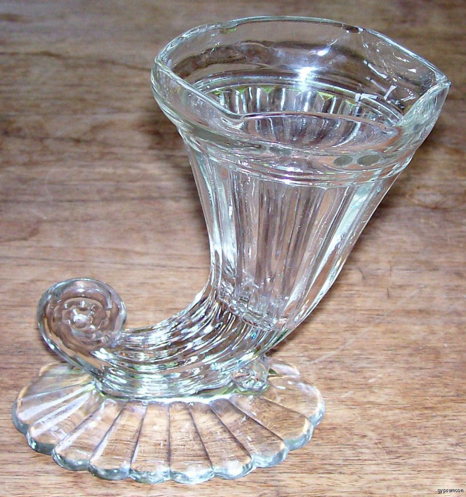 vintage glass horn vase 5 inch vase 