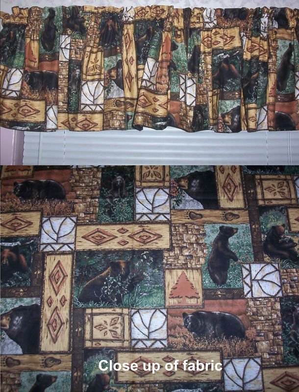 New Black Brown Bears Valance Curtain Valances