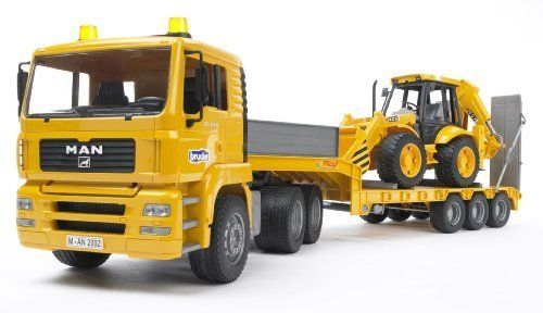 Bruder Toys Man TGA Low Loader Truck With JCB Backhoe Loader