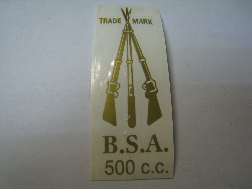 BSA 3 RIFLE 500cc MOTORCYCLES LOGO STICKER / DECAL  A7,B33,B34,GOLD 