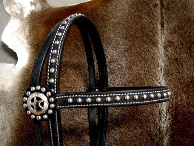 Bridle Western Leather Headstall Black Pink Bling Tack