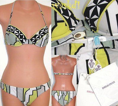 EMILIO PUCCI yellow CANCELLO underwire Foam Cup HALTER bikini NWT 