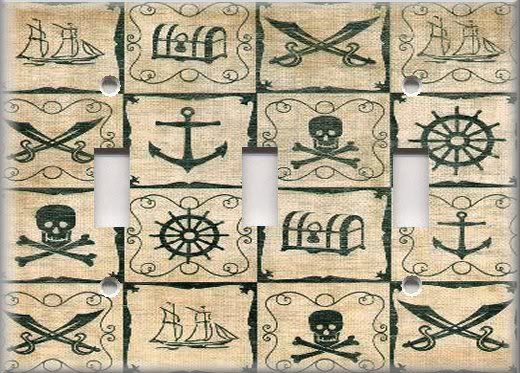 Light Switch Plate Cover Kids Room Boys Swashbucklin Pirate Decor 