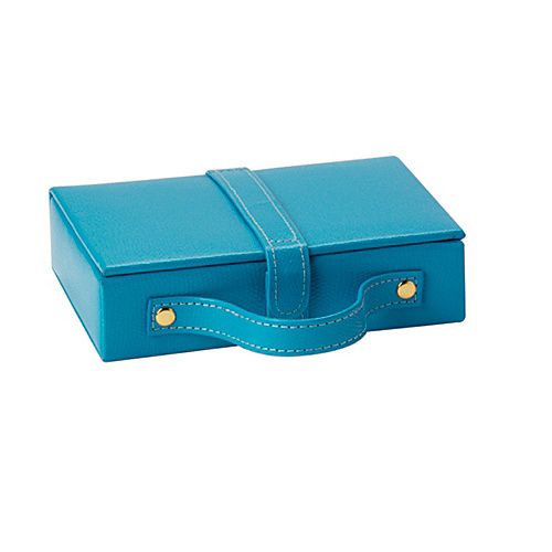 Budd Leather Travel Jewel Box with Mirror   Blue